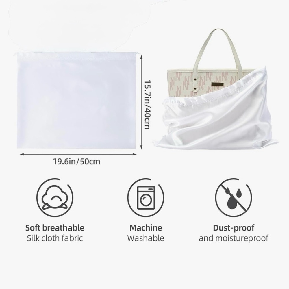 Large White Satin Drawstring Dust Bags - Set of 3 (NEW)